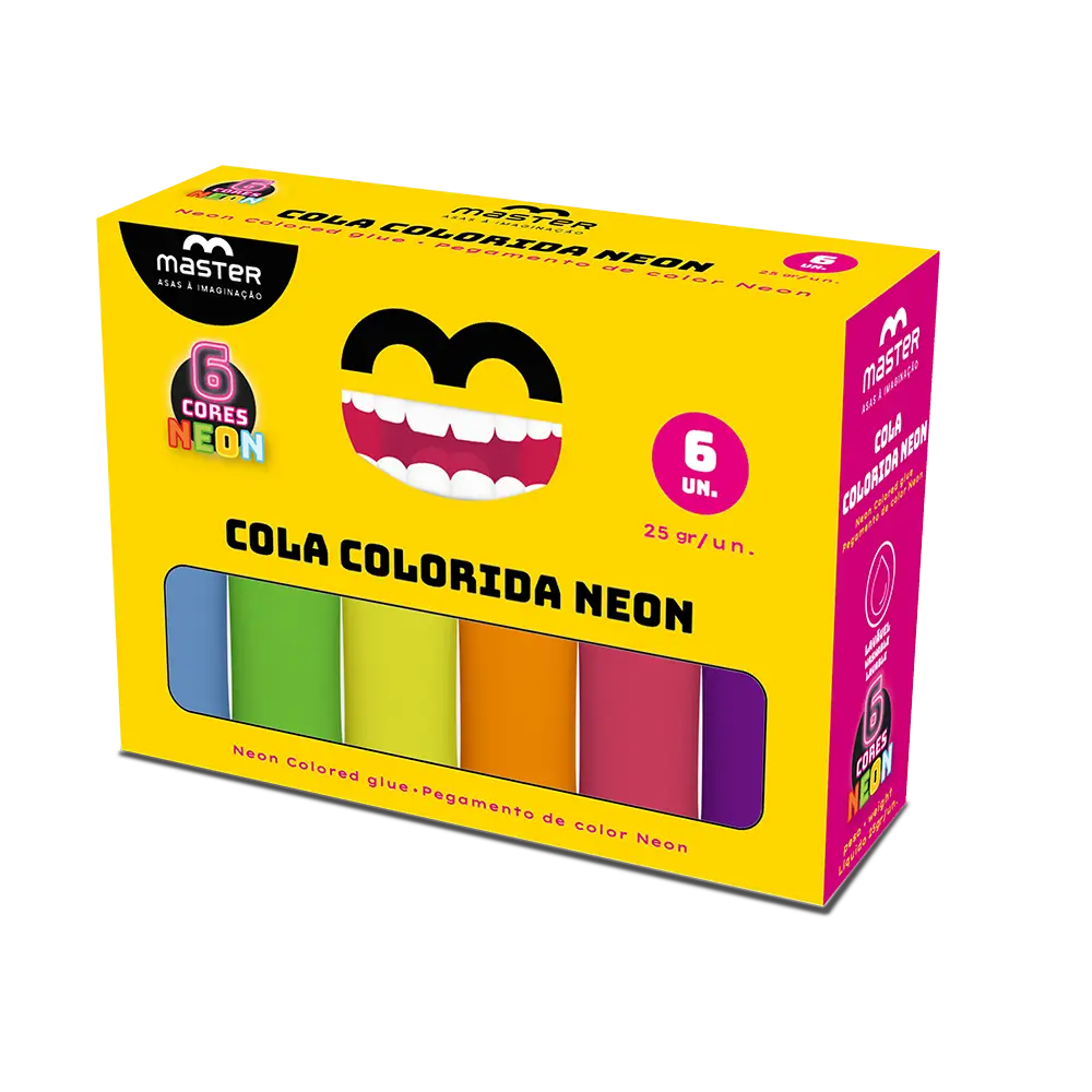 Ecoc6nnv Cola Liquida Colorida 6 Cores Neon 25g - Master