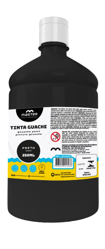 Egp12fp Tinta Guache Preto 250ml - Master