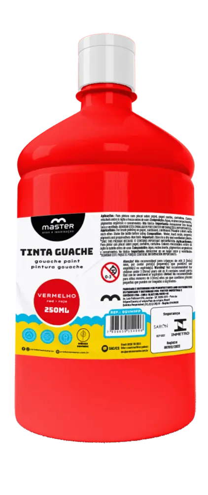 Egvm9fp Tinta Guache Vermelho 250ml - Master