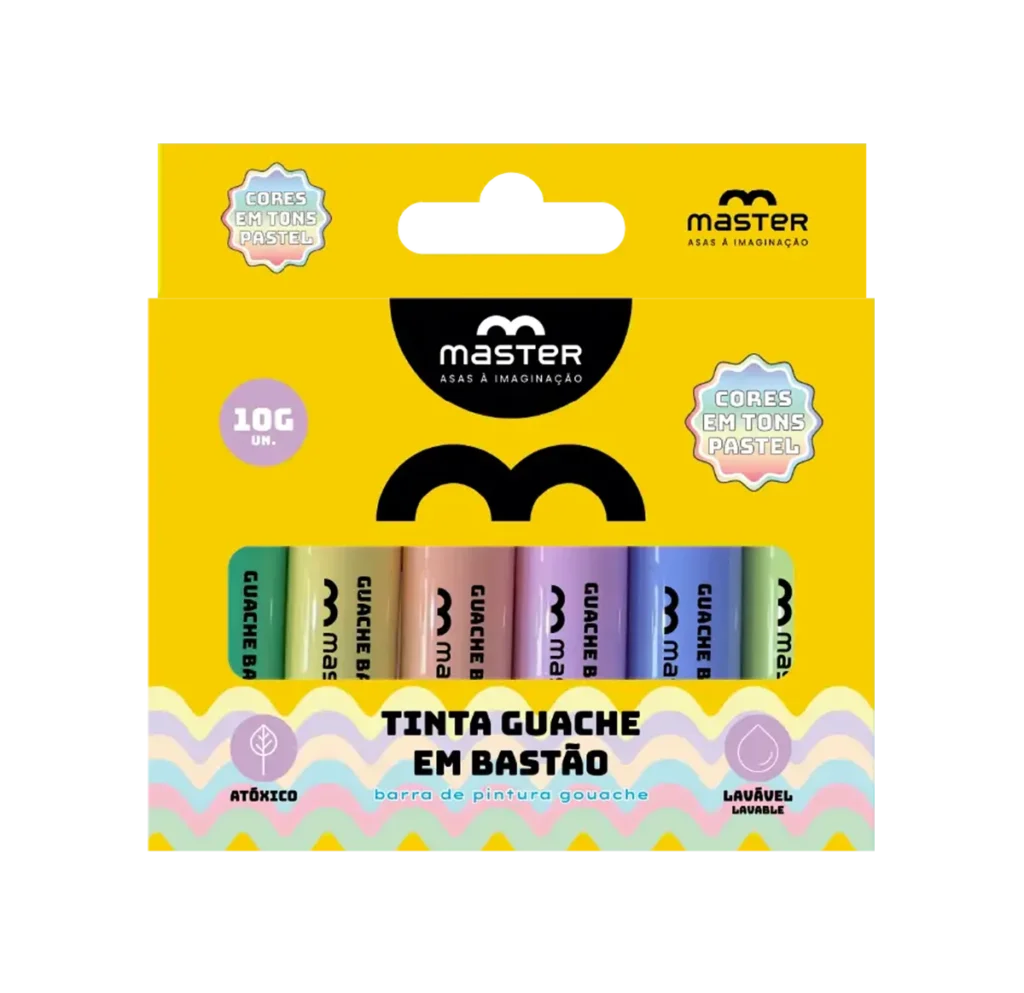 Pgb06iv Tinta Guache Em Bastão Pastel 6 Cores - Master